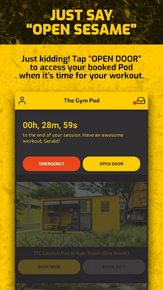 The Gym Pod store image, unlocking the door